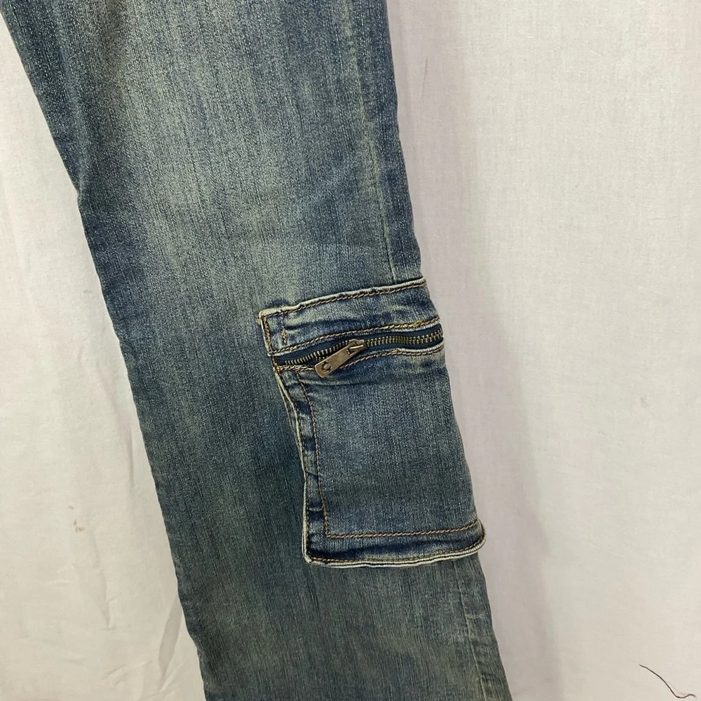 True Religion Medium Vintage Becca Low Rise Cargo Bootcut Denim Jeans Size 29 - Picture 4 of 13